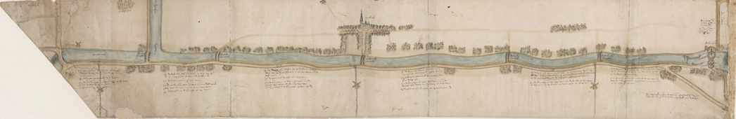 Overtoom op de Leidsche dam, 1556. Op gezag van Maximiliaan van Oostenrijk was de overtoom over de landscheiding bij Leidschendam op het einde van de vijftiende eeuw vervangen door een verlaat, een kleine sluis. Dit stond haaks op de eerder gevoerde politiek. Nadat het verlaat in 1492 door ontstemde Gouwenaars vernield was, kwam er weer een overtoom te liggen die pas in 1578 definitief door een verlaat vervangen werd.