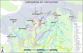 Turfvaartstelsels in westelijk Noord-Brabant. In een gebied van nog geen 30 bij 30 kilometer zijn twintig turfvaartstelsels gekarteerd uit de dertiende tot zestiende eeuw. Negentien van deze stelsels waren in 1400  al in gebruik. In totaal gaat het om 300 km hoofdvaart en minstens 260 km zijvaarten. Bij het vervoer op deze vaarten waren tussen 1250 en 1750 duizenden schepen betrokken.