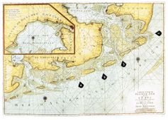 Kaart van de toegang tot de Zuiderzee. Kaart van de toegang tot de Zuiderzee en de Eems. 1. Marsdiep, 2. Vliestroom, 3. Amelander Zeegat; 4. Friese Gat.