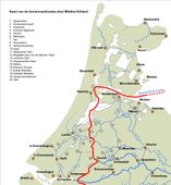 Kaart met binnenvaartroutes door Midden-Holland