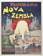 Panorama Nova Zembla geschilderd door Louis Apol. Affiche voor een geschilderd panorama in de Amsterdam Plantage.